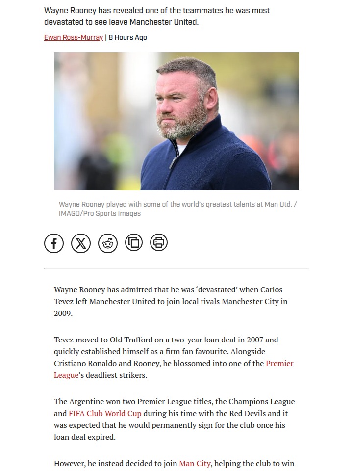 Rooney Remembers Tevez’s Shocking City Switch