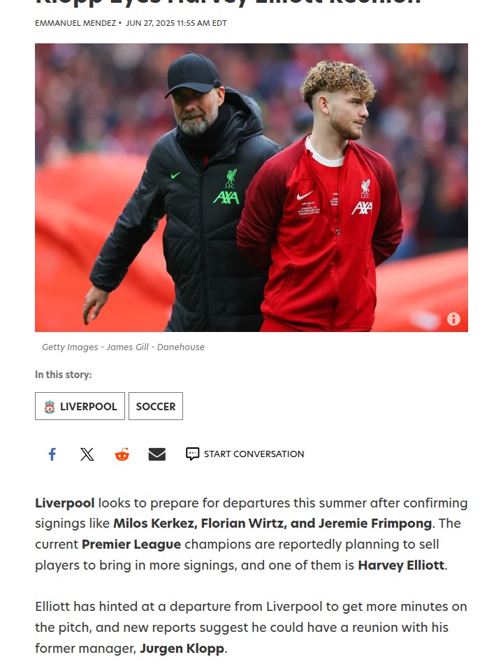 Could Klopp Lure Harvey Elliott to Leipzig?