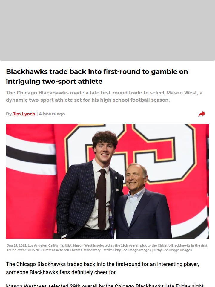 Hawks Bet Big on Two-Sport Phenom West