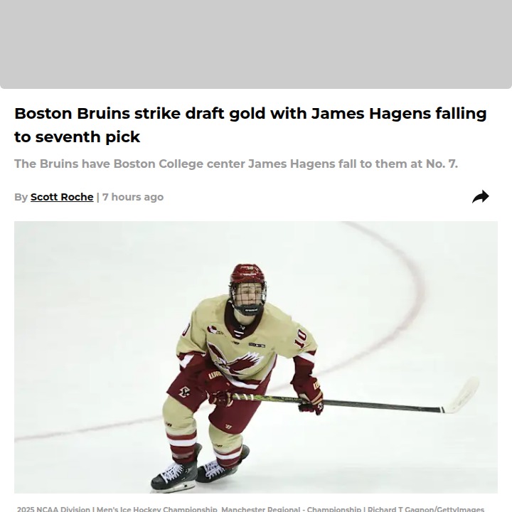 Bruins Nab Hagens at #7—Draft Steal?
