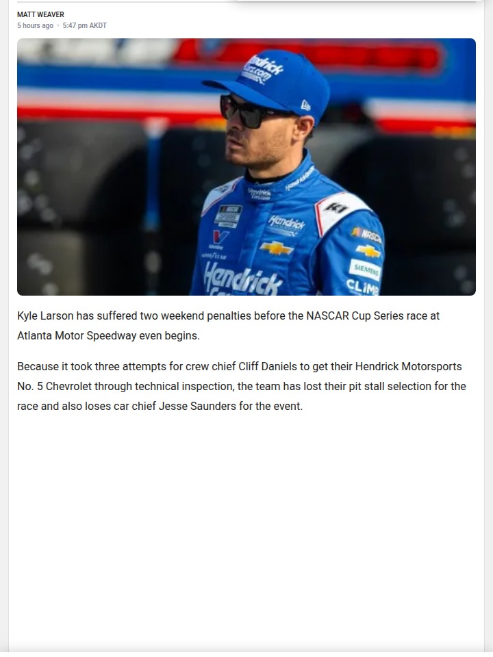 Larson’s Atlanta Setback: Inspection Drama!