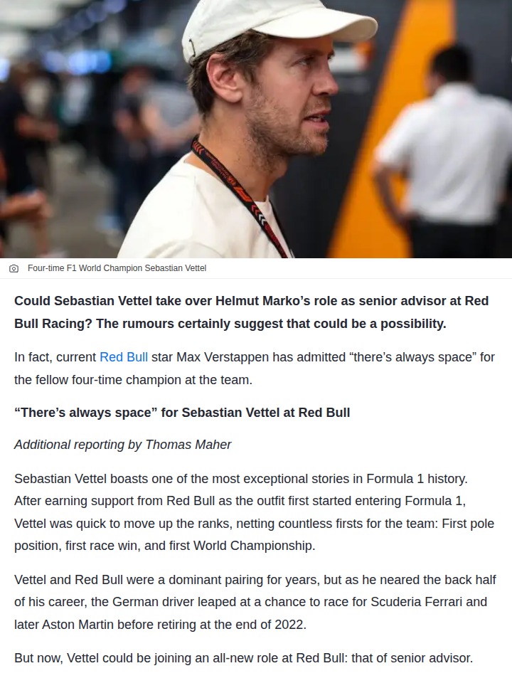 Could Seb Return to Red Bull as Advisor?