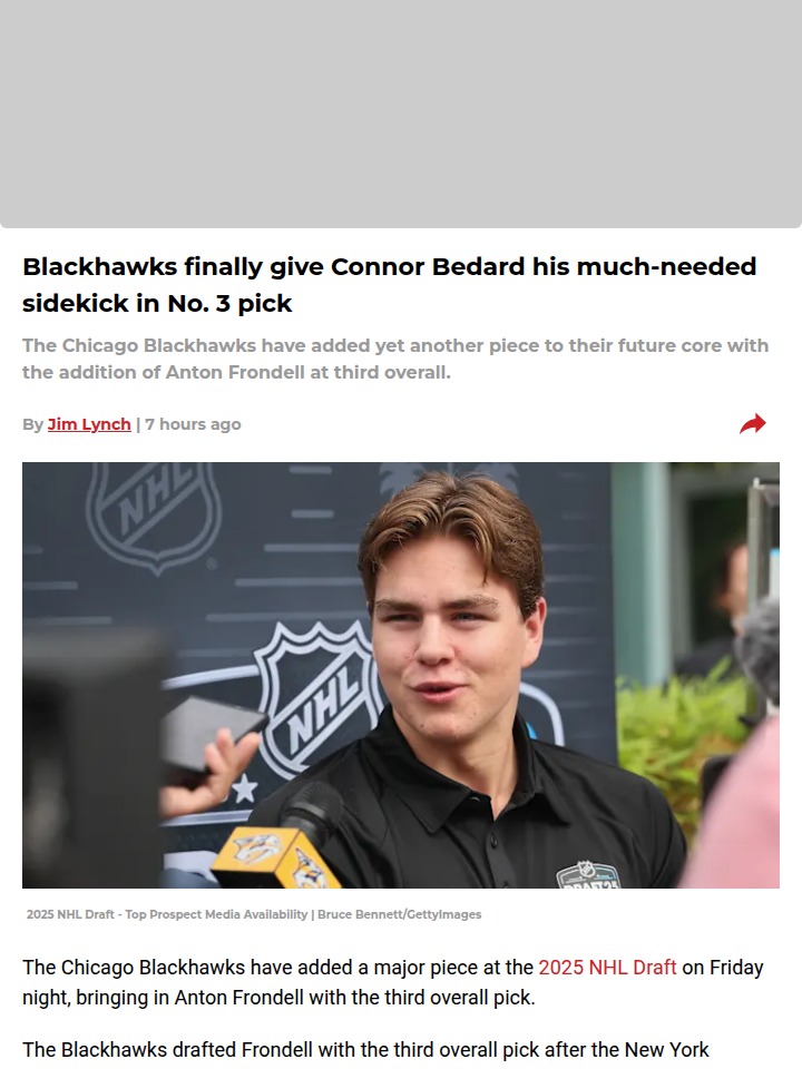 Bedard Gets His Wingman: Meet Frondell!