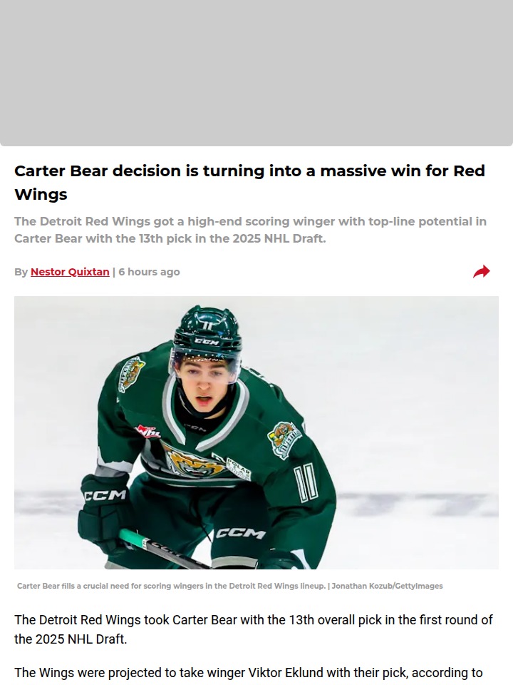 Carter Bear: Yzerman’s Latest Masterstroke?