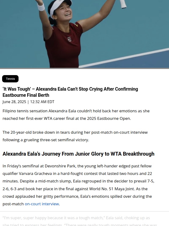 Eala’s Tears Fuel Eastbourne Breakthrough