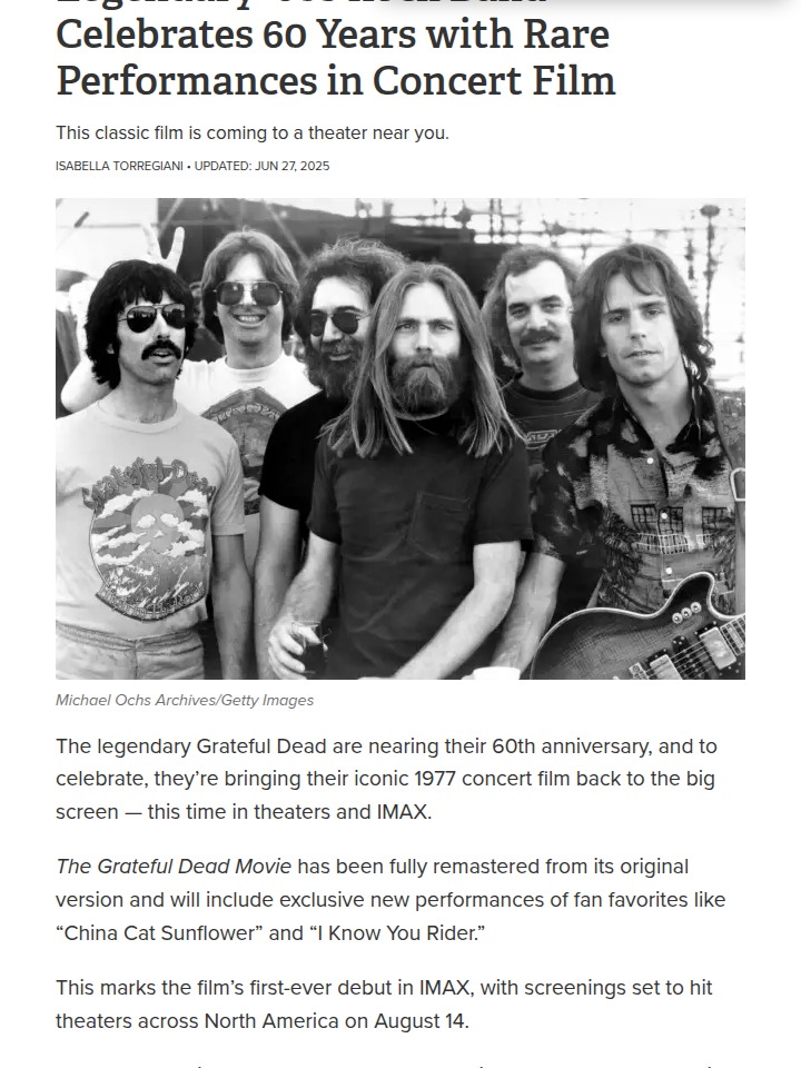 Deadheads Divided Over IMAX Release 🎬