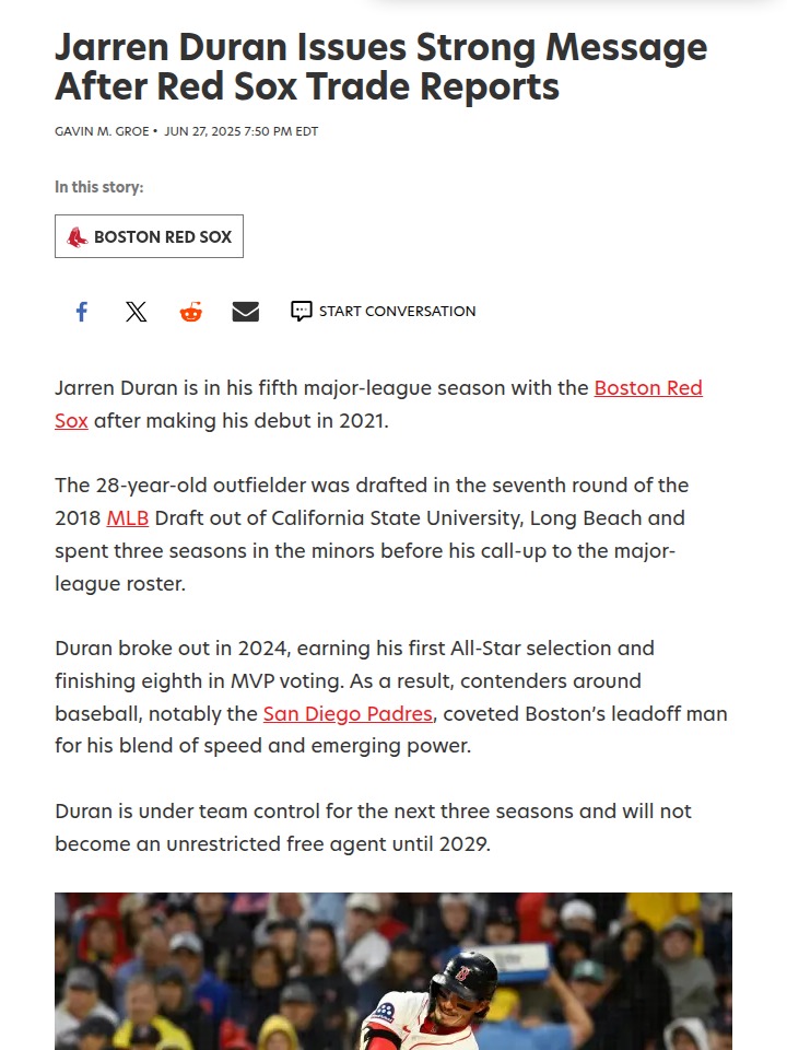 Duran Speaks Out Amid Sox Trade Rumors