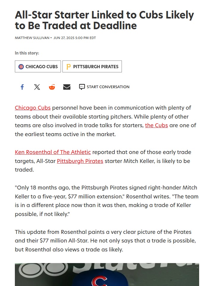 Could the Cubs Nab Mitch Keller from the Bucs?