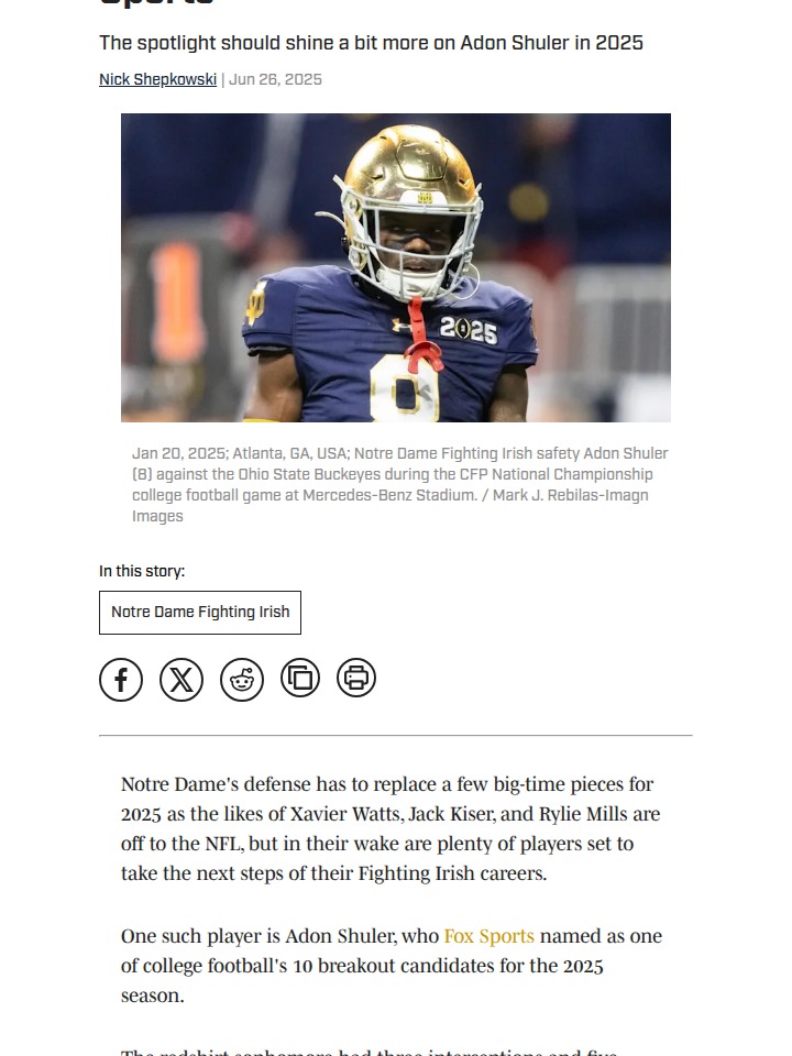 Adon Shuler: Irish Defense’s Next Big Thing?