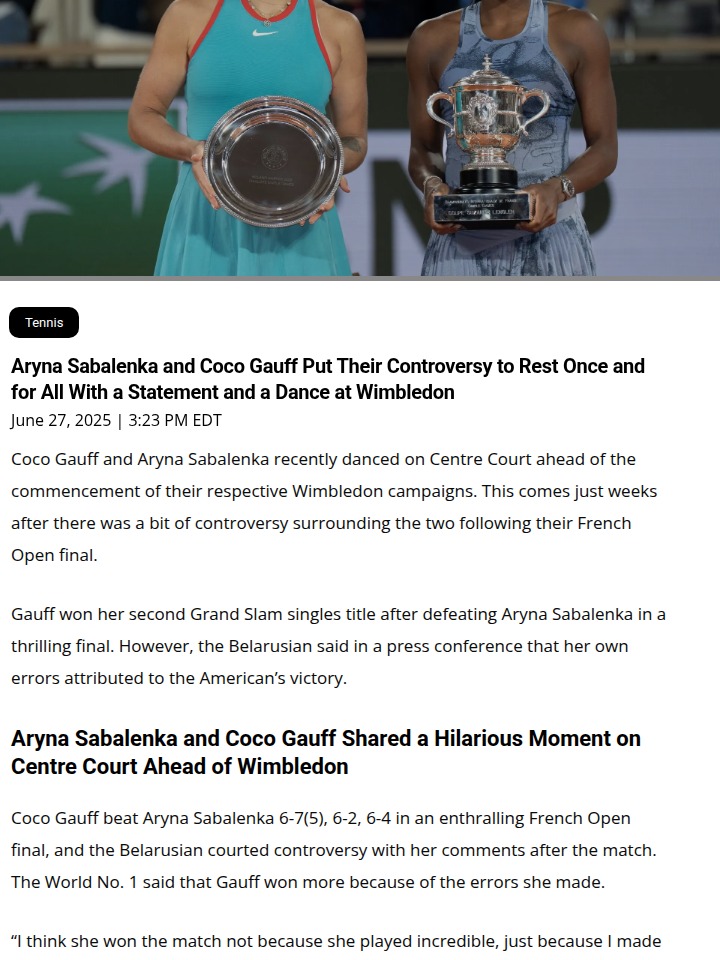 Gauff & Sabalenka: From Rivalry to Dance-Off
