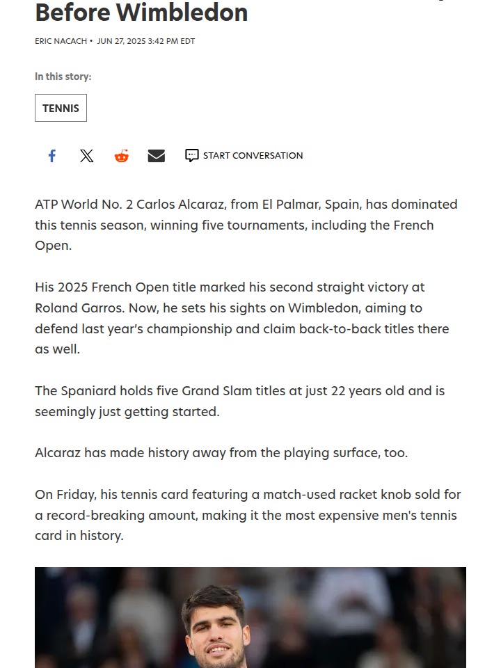 Alcaraz’s Record Tennis Card Shocks Fans!