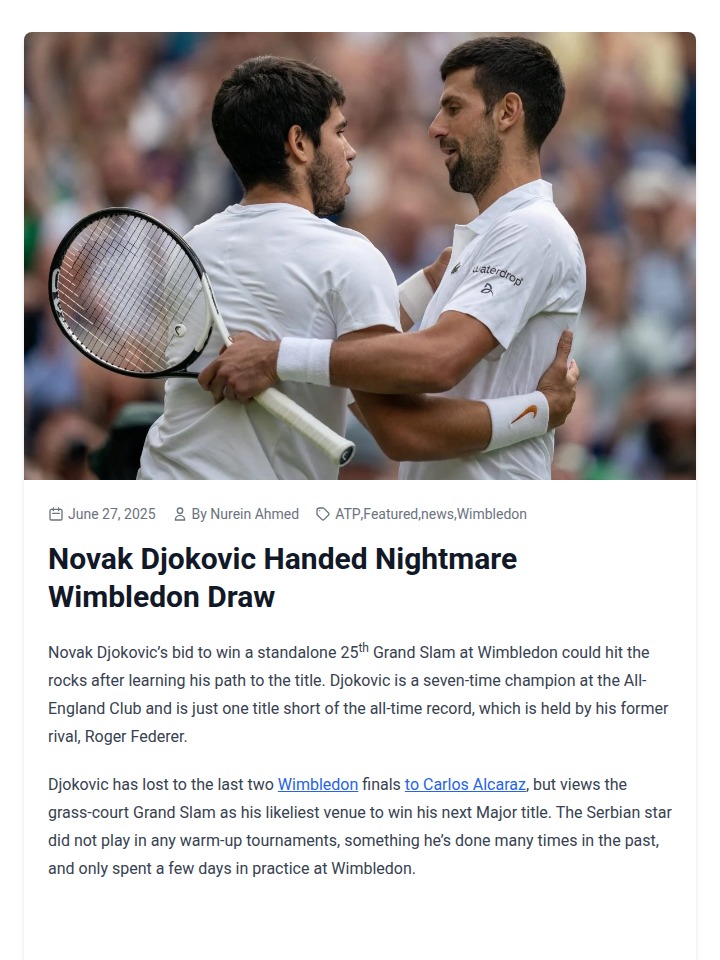Djoker’s Toughest Wimbledon Road Yet?