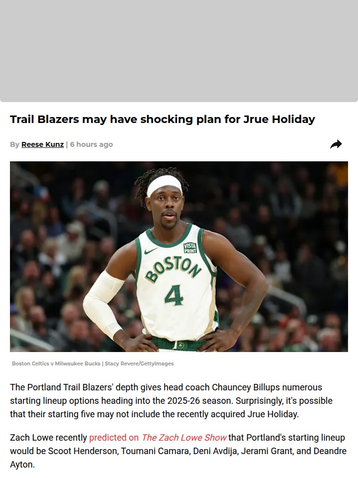 Will Jrue Holiday Really Come Off the Bench?