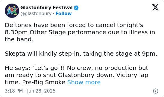 Deftones Glasto Drama 😱