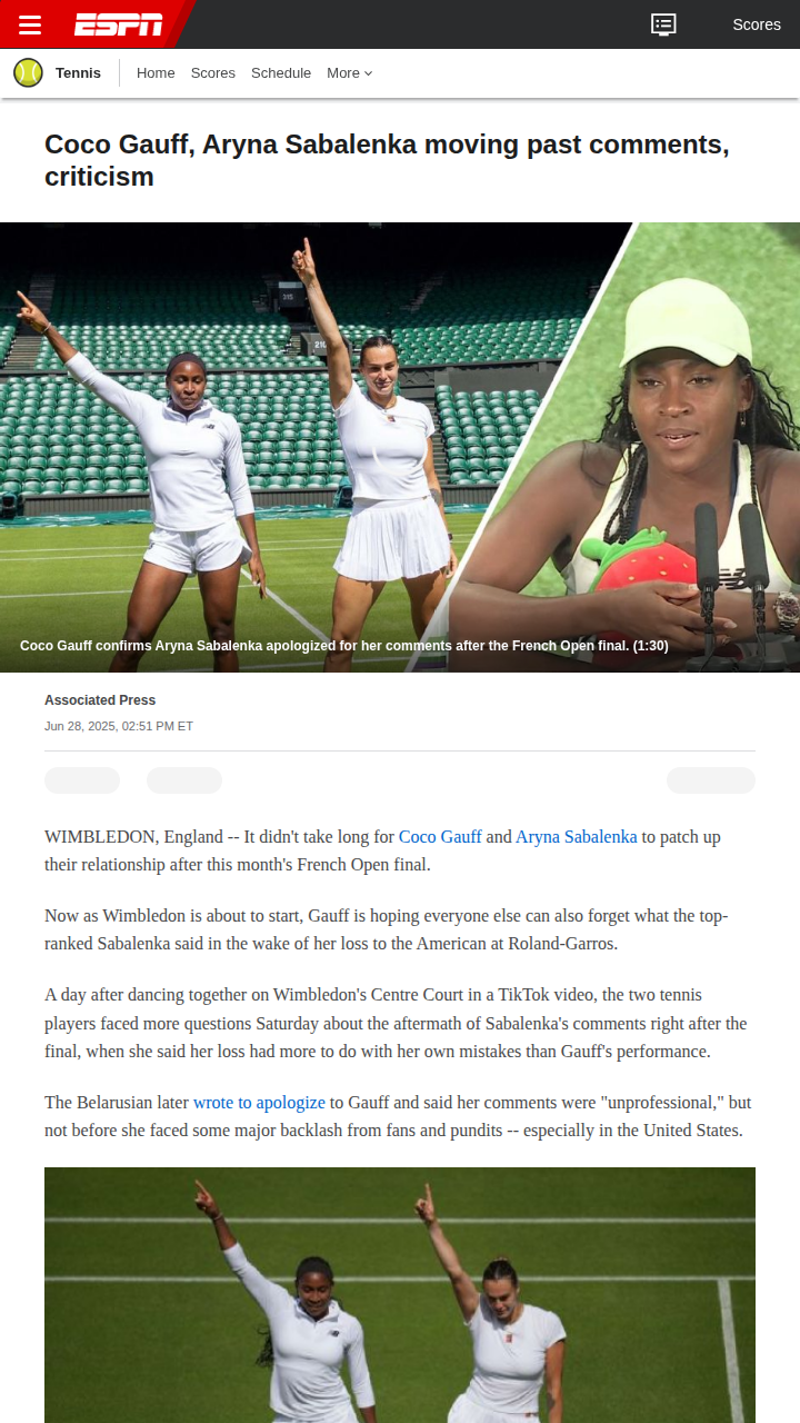 Gauff & Sabalenka: From Drama to Dance