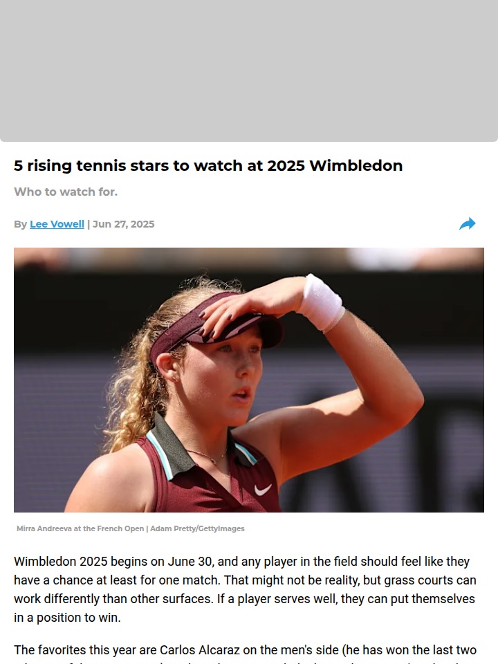Can Anisimova Break the Wimbledon Curse?