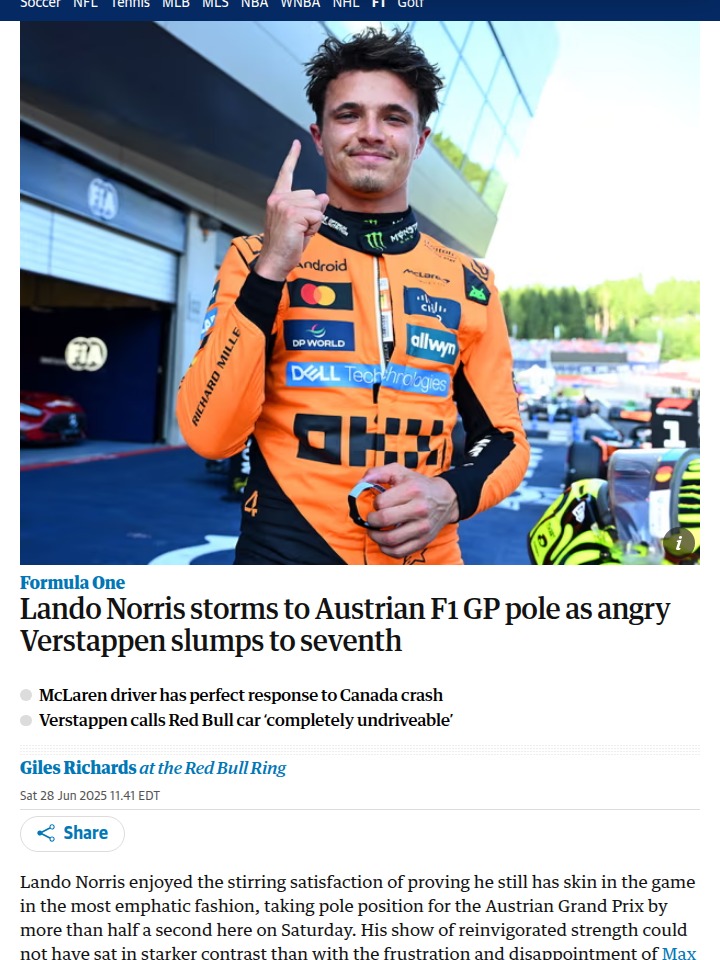 Norris Shocks Red Bull Ring, Mad Max Fumes