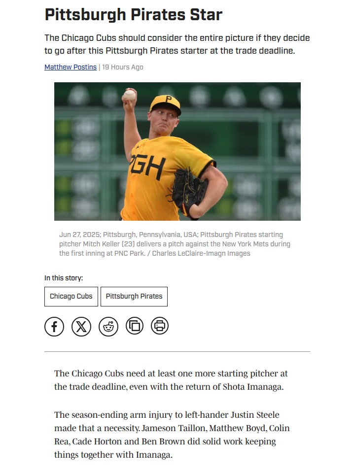 Could Mitch Keller Be the Cubs’ Missing Ace?