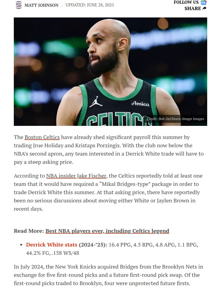 Celtics Want 'Bridges Package' for D-White?
