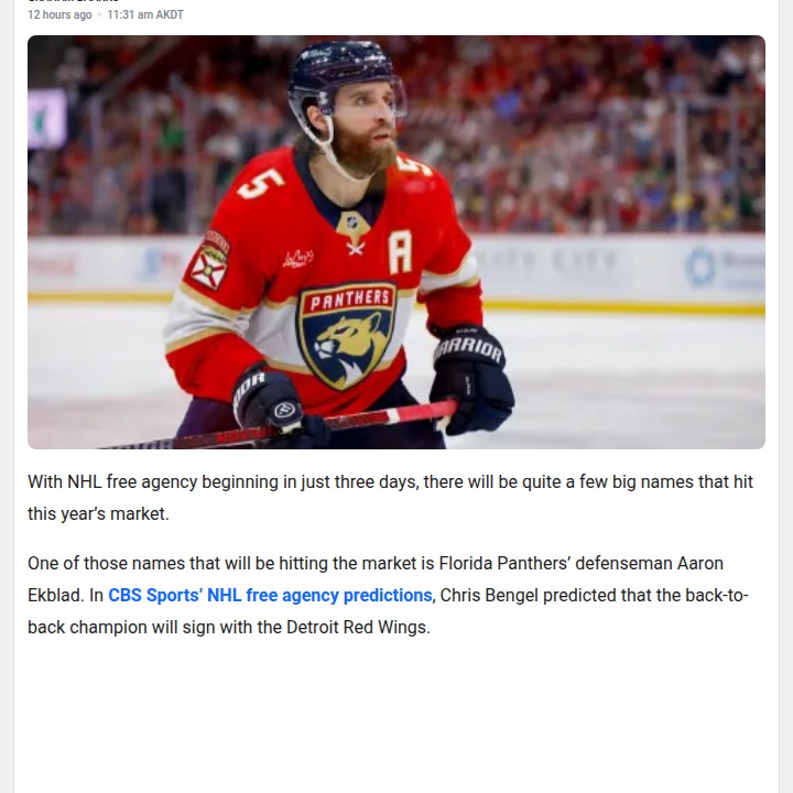 Is Ekblad Motor City Bound?