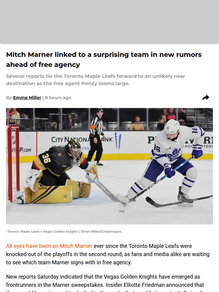 Marner to Vegas? Knights Eye Blockbuster Move