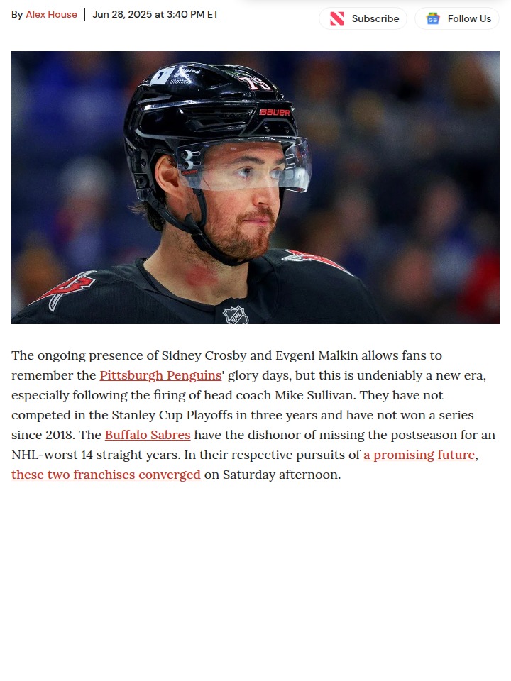 Penguins & Sabres Shake Up Blue Line