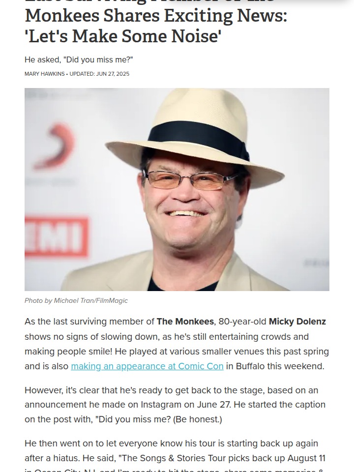 Monkees Comeback? Micky Drops Tour News 🎤