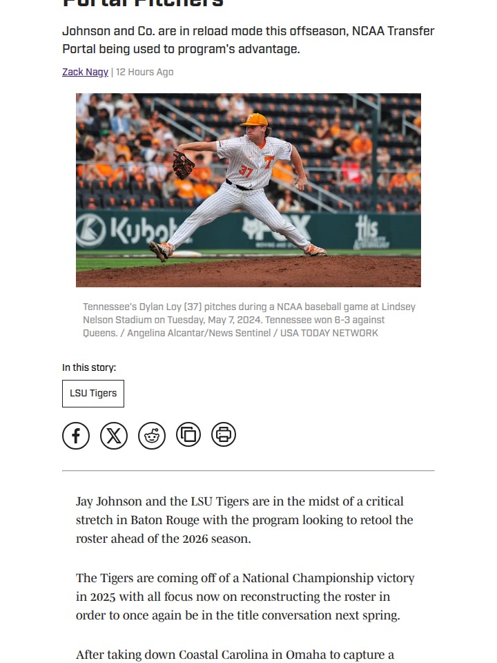Tigers Eye Vols’ Ace in Portal Battle