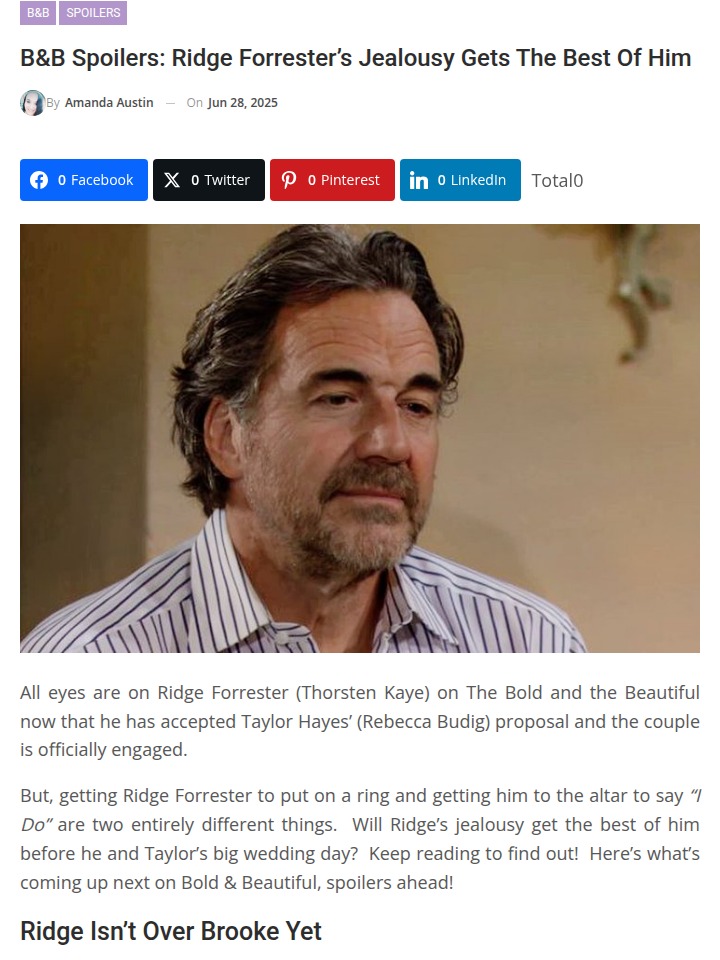 Ridge’s Jealousy Meltdown? 💍