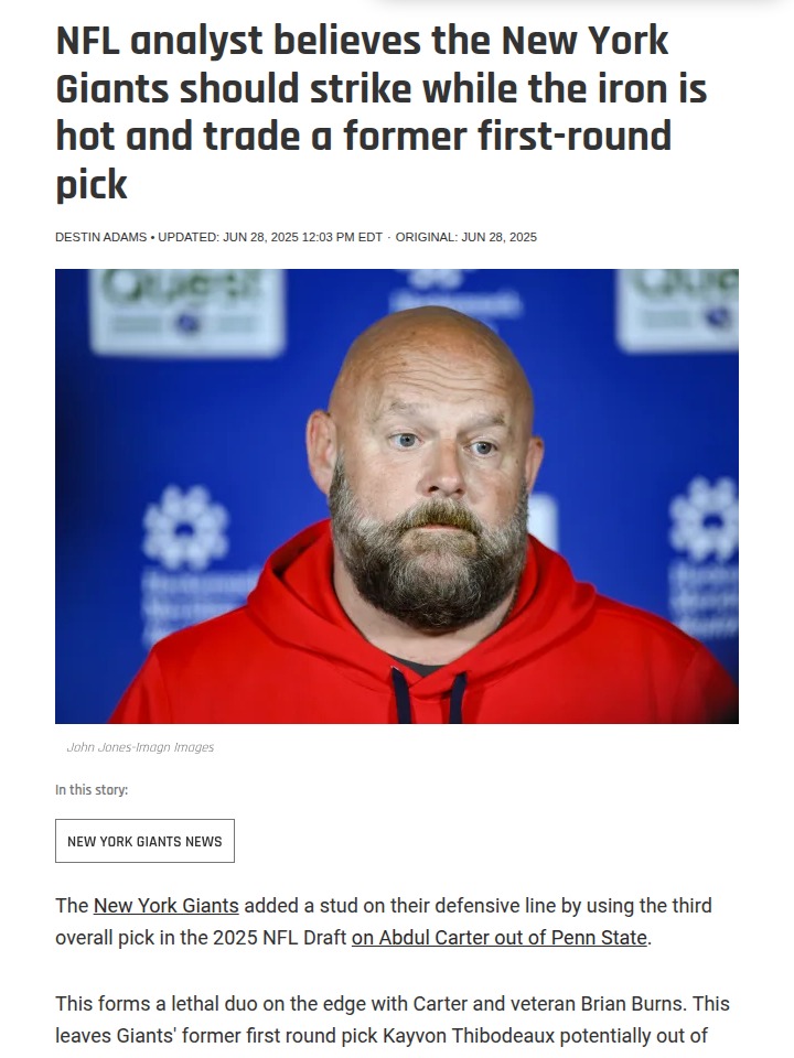 Should the G-Men Trade Thibs Now?