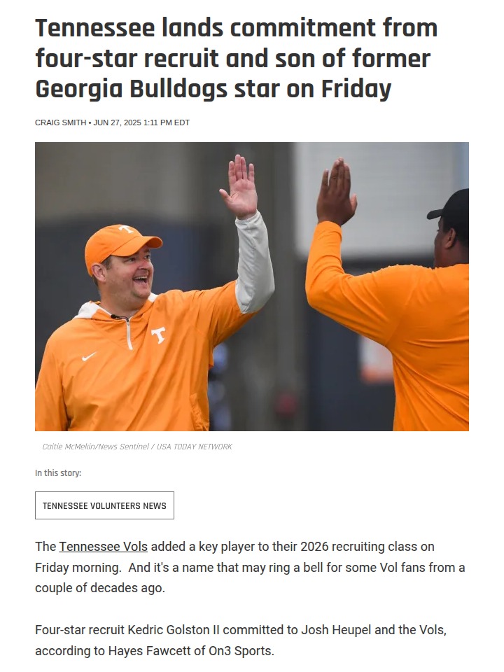 Vols Nab Dawgs Legacy: Golston II Commits