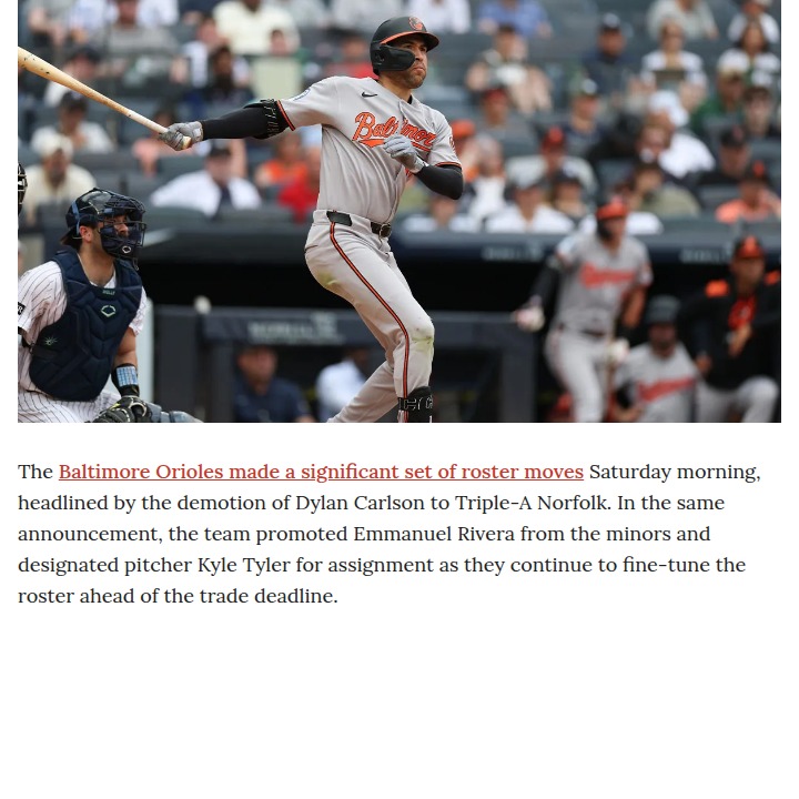 Carlson Sent Down—O’s Making Bold Moves