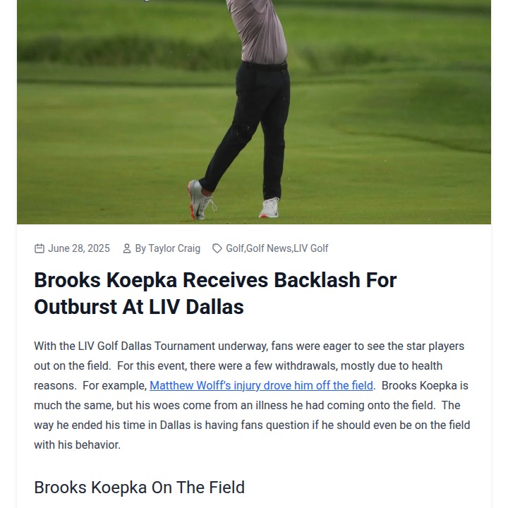 Brooks “The Hulk” Koepka’s LIV Meltdown