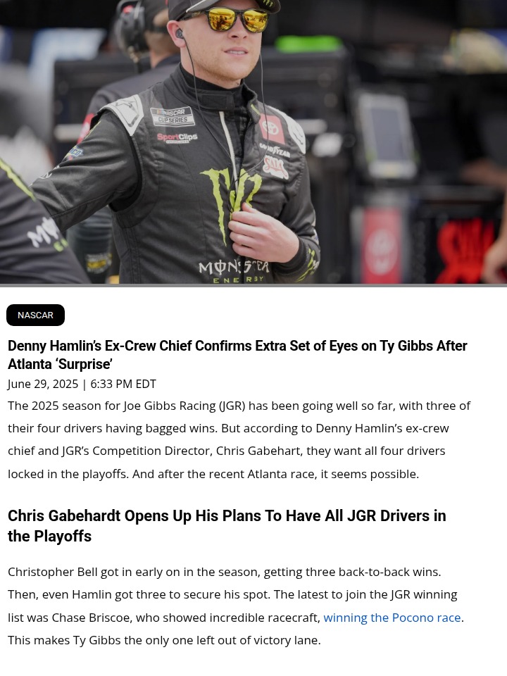 Gabehart Doubles Down on Ty Gibbs’ Playoff Push