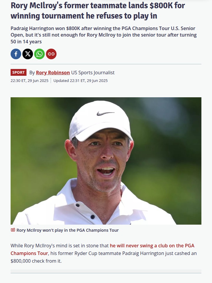 Harrington Dominates Champions Tour—Rory Still Says No