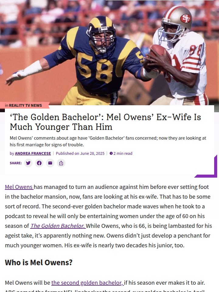 Golden Bachelor Mel Owens Sparks Age Debate