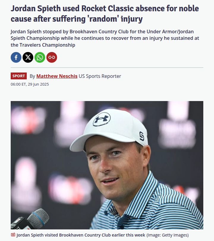 Spieth’s Classy Move After Tough WD