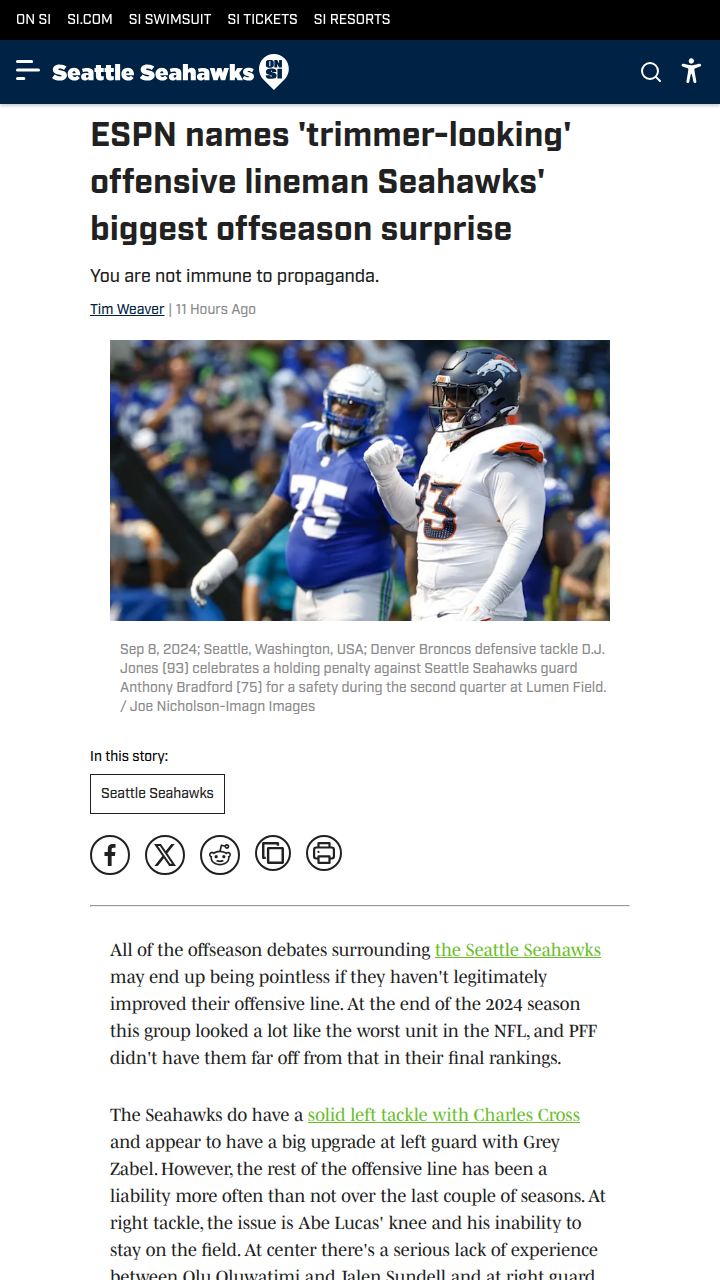 Bradford’s Slimdown: Seahawks’ X-Factor?