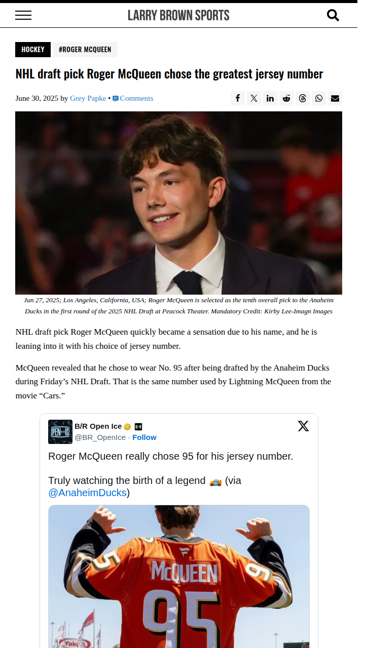 McQueen’s No. 95: Ducks’ Perfect Draft Move