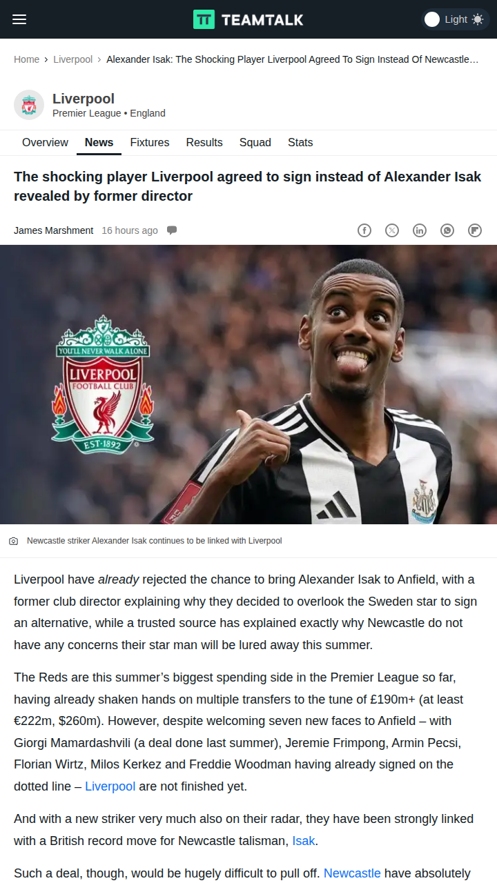 Did Reds Miss Out on Isak Magic?
