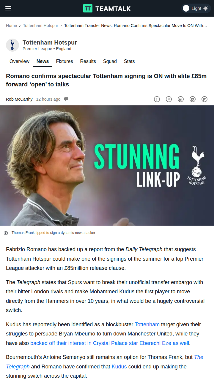 Kudus to Spurs? London Derby Drama Brewing