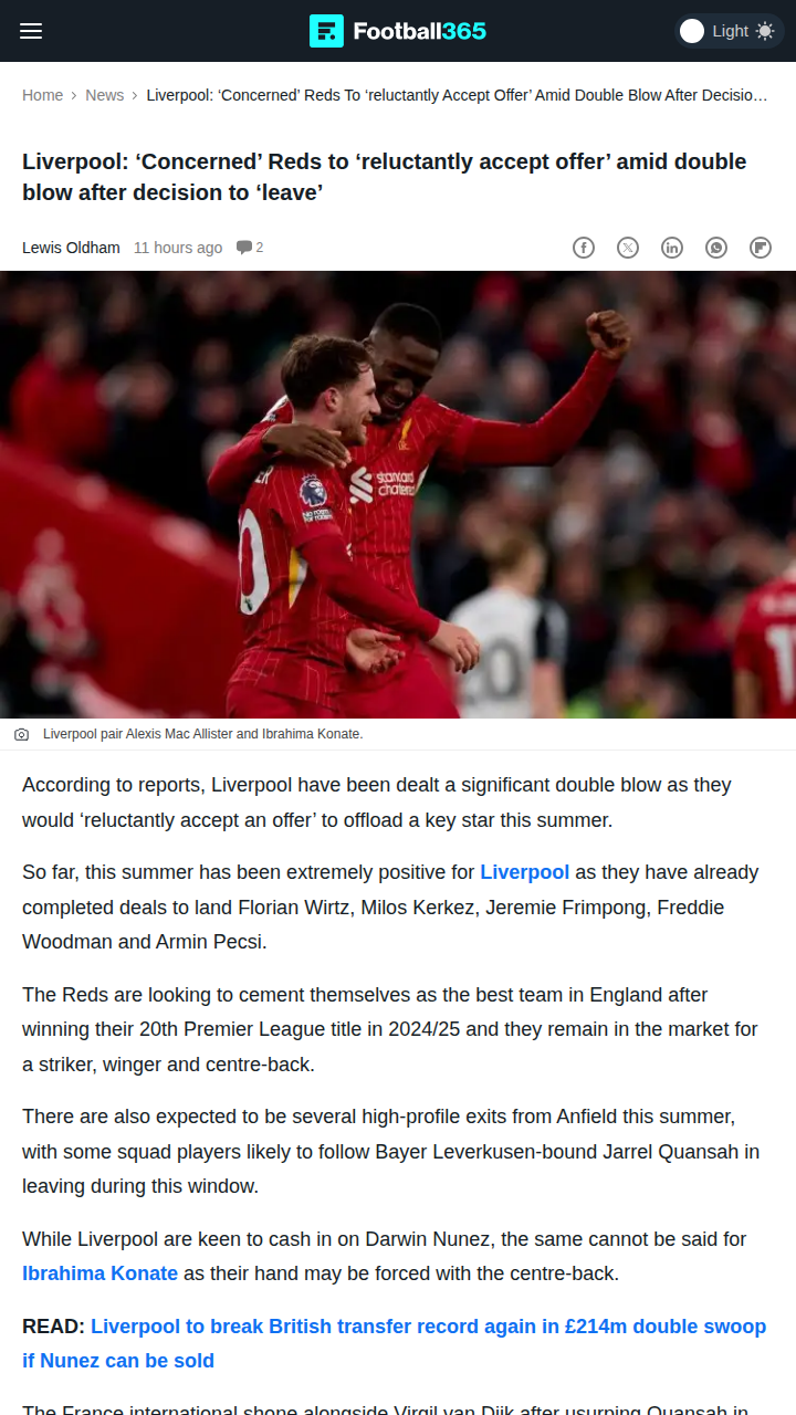 Konate Exit Looms? Reds Face Defensive Shakeup