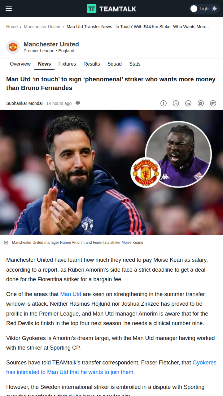 Red Devils Eye 'Phenomenal' Kean Move