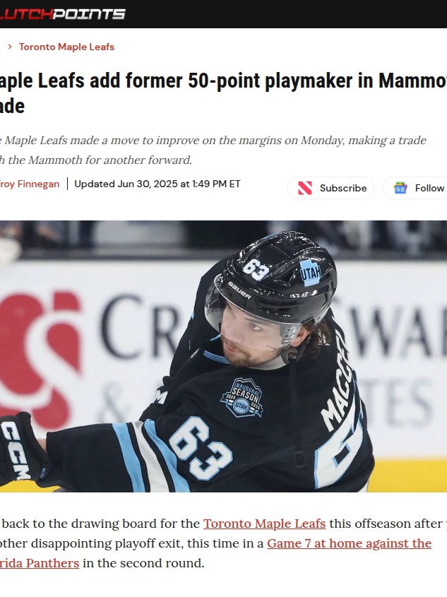 Leafs Land Maccelli: Game Changer or Gamble?