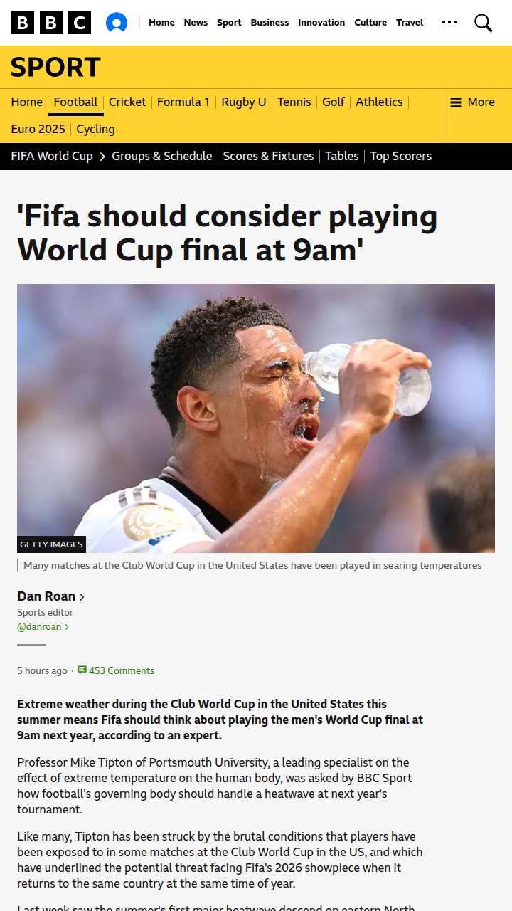 Should the World Cup Final Start at 9am?