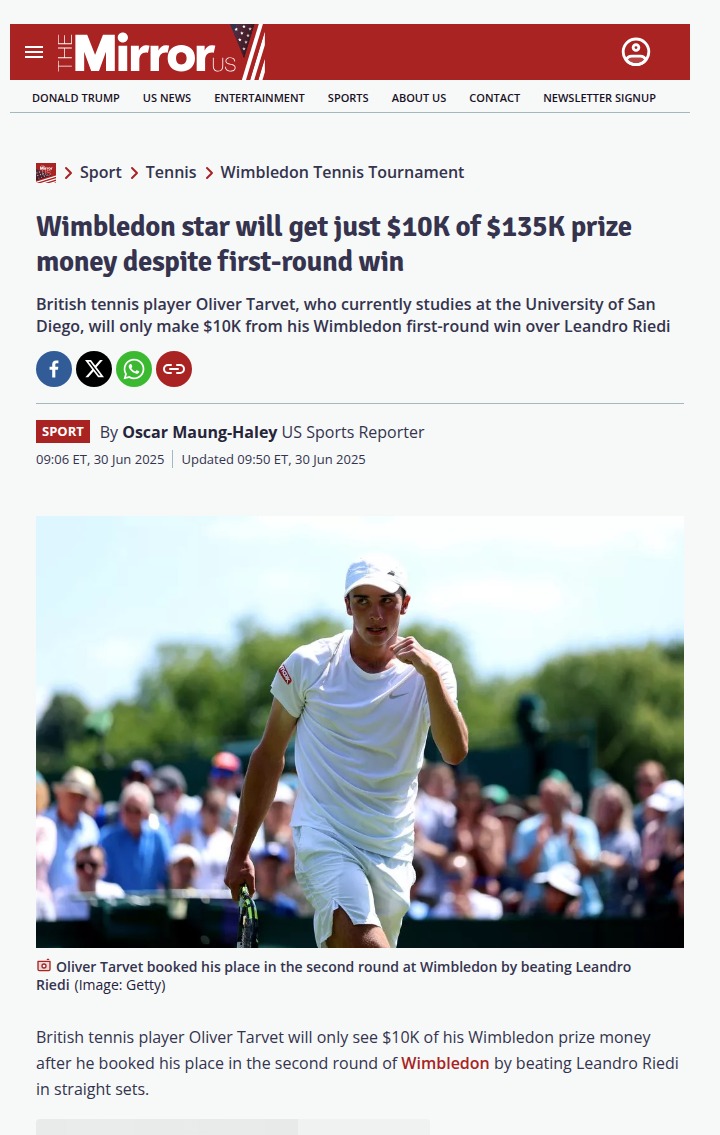 Tarvet’s $135K Wimbledon Win—But Only $10K?