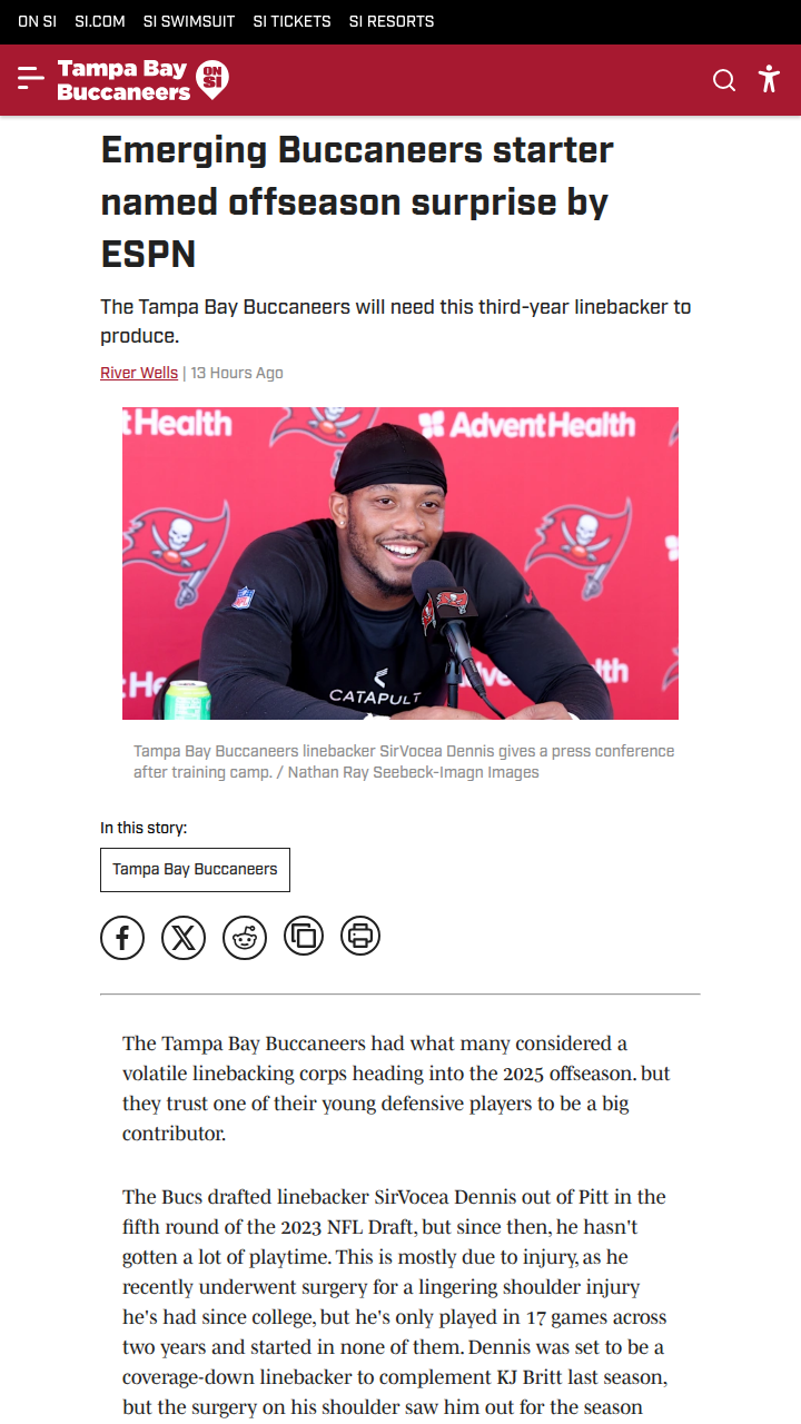 SirVocea Dennis: Bucs’ Breakout Hope?