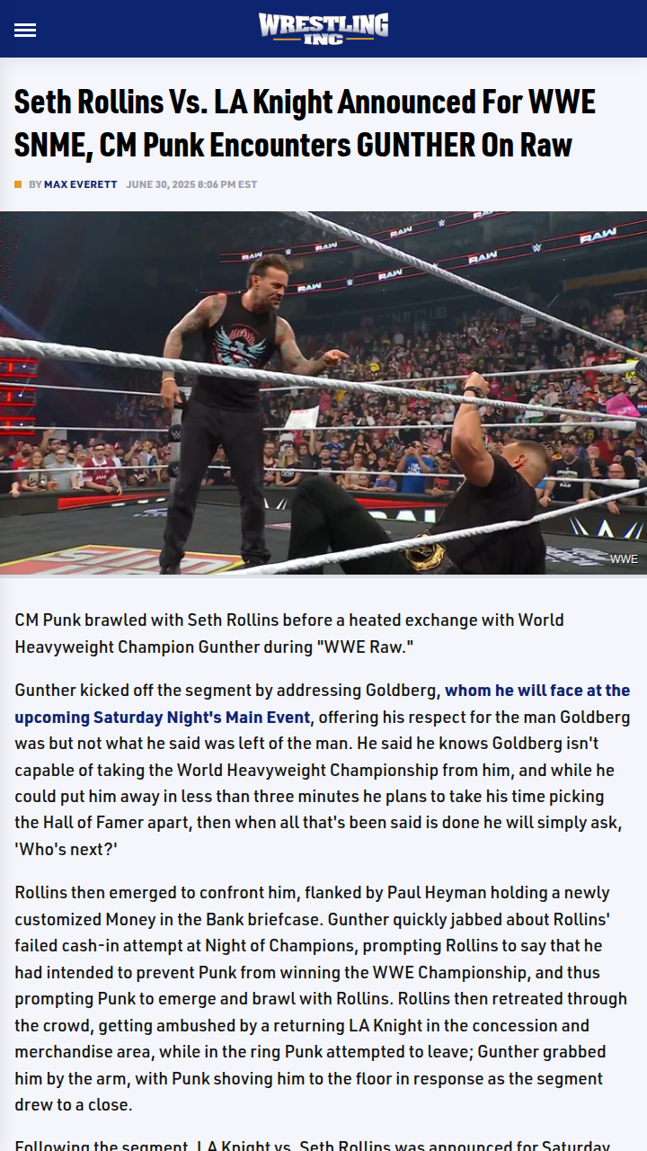 Rollins vs LA Knight Set—But What About Punk?