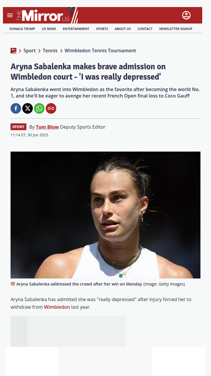 Sabalenka’s Wimbledon Comeback Feels Epic