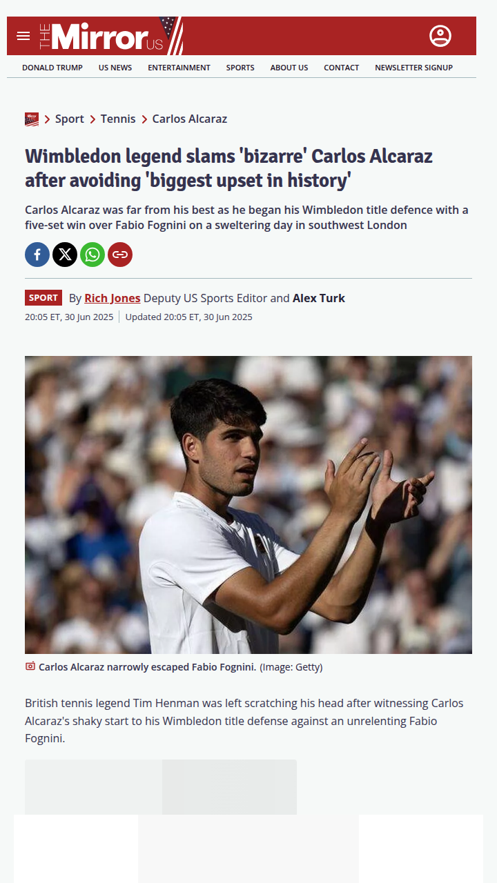 Alcaraz Survives Fognini Scare at SW19